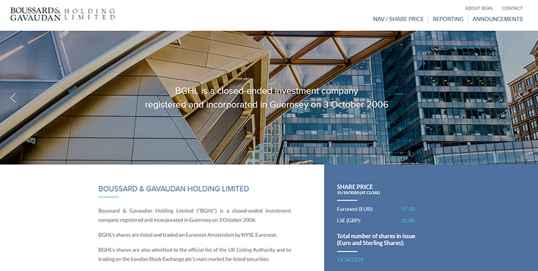 Création Site Web BOUSSARD & GAVAUDAN HOLDING LIMITED