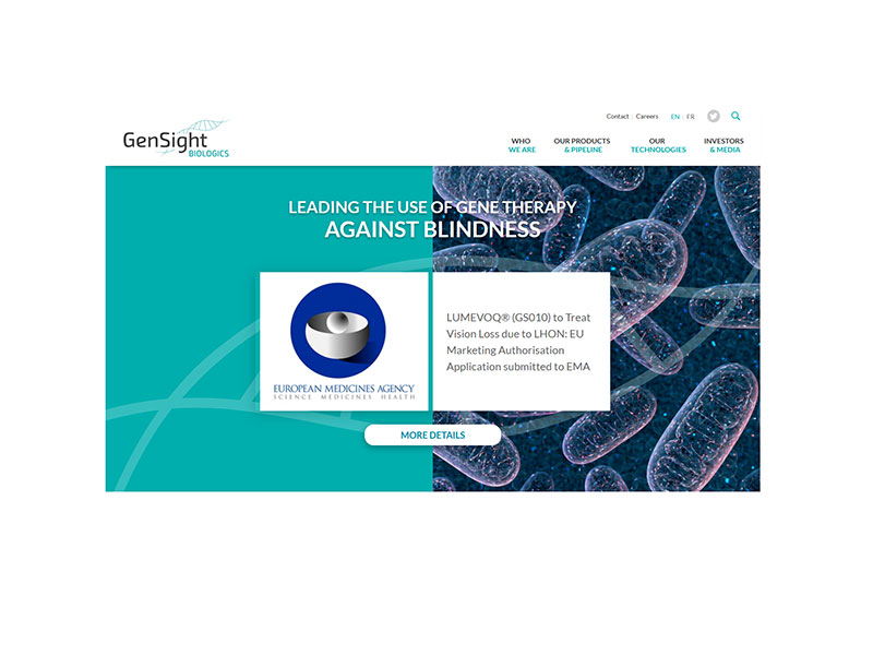 Conception Site Internet GENSIGHT BIOLOGICS, Leader de la thérapie génique contre la cécité