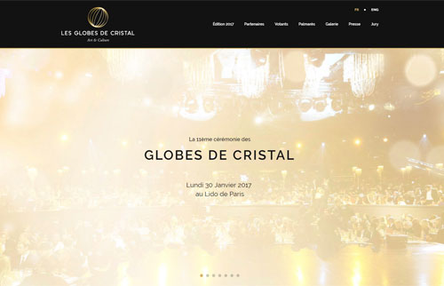 Identité visuelle, Print et Direction Artistique Site LES GLOBES DE CRISTAL